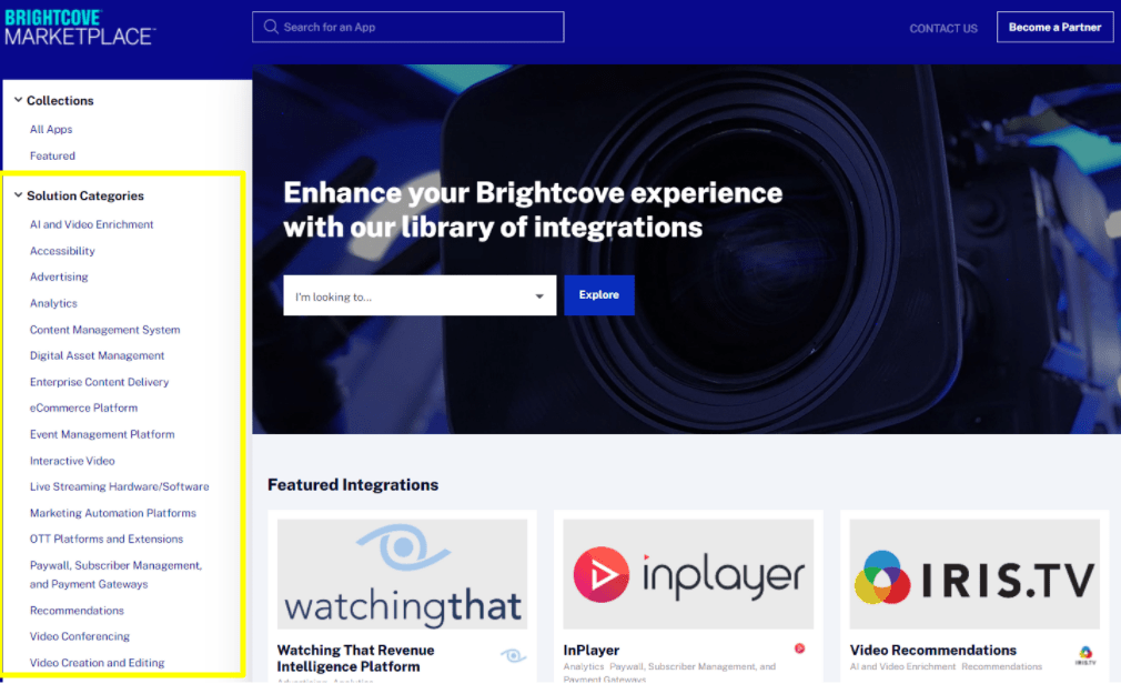 Marketplace home page nav