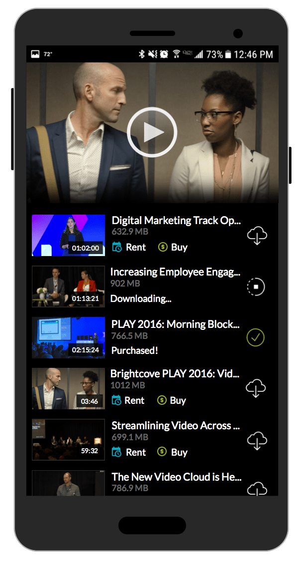 Android video player on smartphone